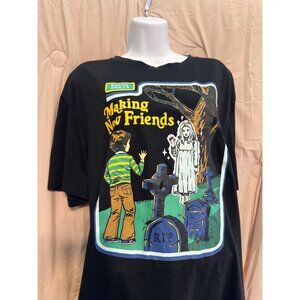 Rumwe x Steven Rhodes Making New Friends Horror T-Shirt Graveyard Halloween Mens